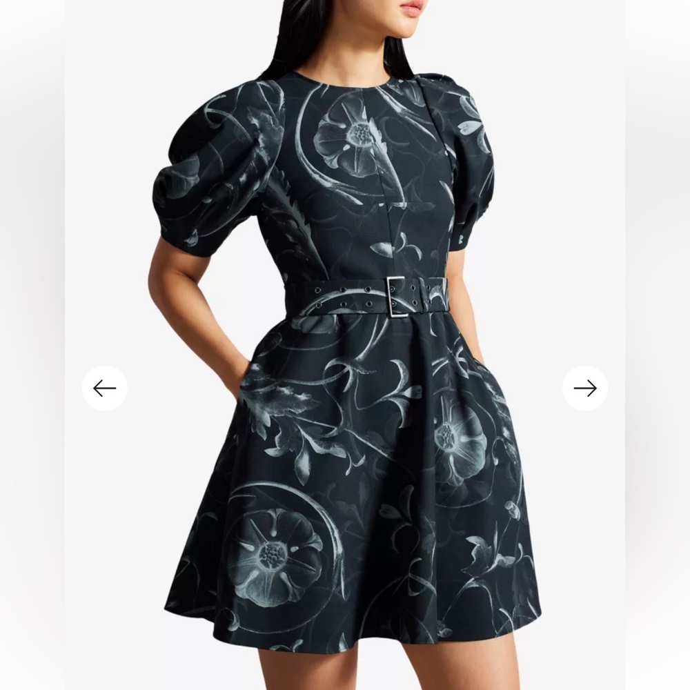 NEW Ted Baker Saaraih floral-print stretch-woven mini dress 3 large
